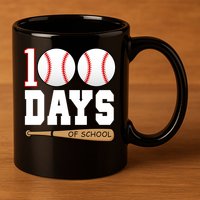 100 Days Of School Baseball Bat And Ball 11oz C Handle Ceramic Mug