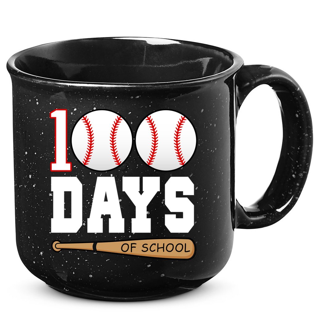 100 Days Of School Baseball Bat And Ball 15oz Campfire Ceramic Mug