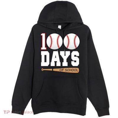 100 Days Of School Baseball Bat And Ball Premium Pullover Hoodie