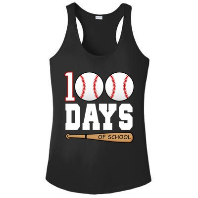 100 Days Of School Baseball Bat And Ball Ladies PosiCharge Competitor Racerback Tank