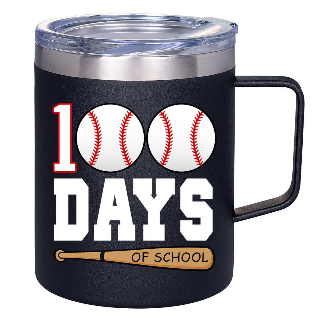 100 Days Of School Baseball Bat And Ball 12oz Stainless Steel Coffee Mug