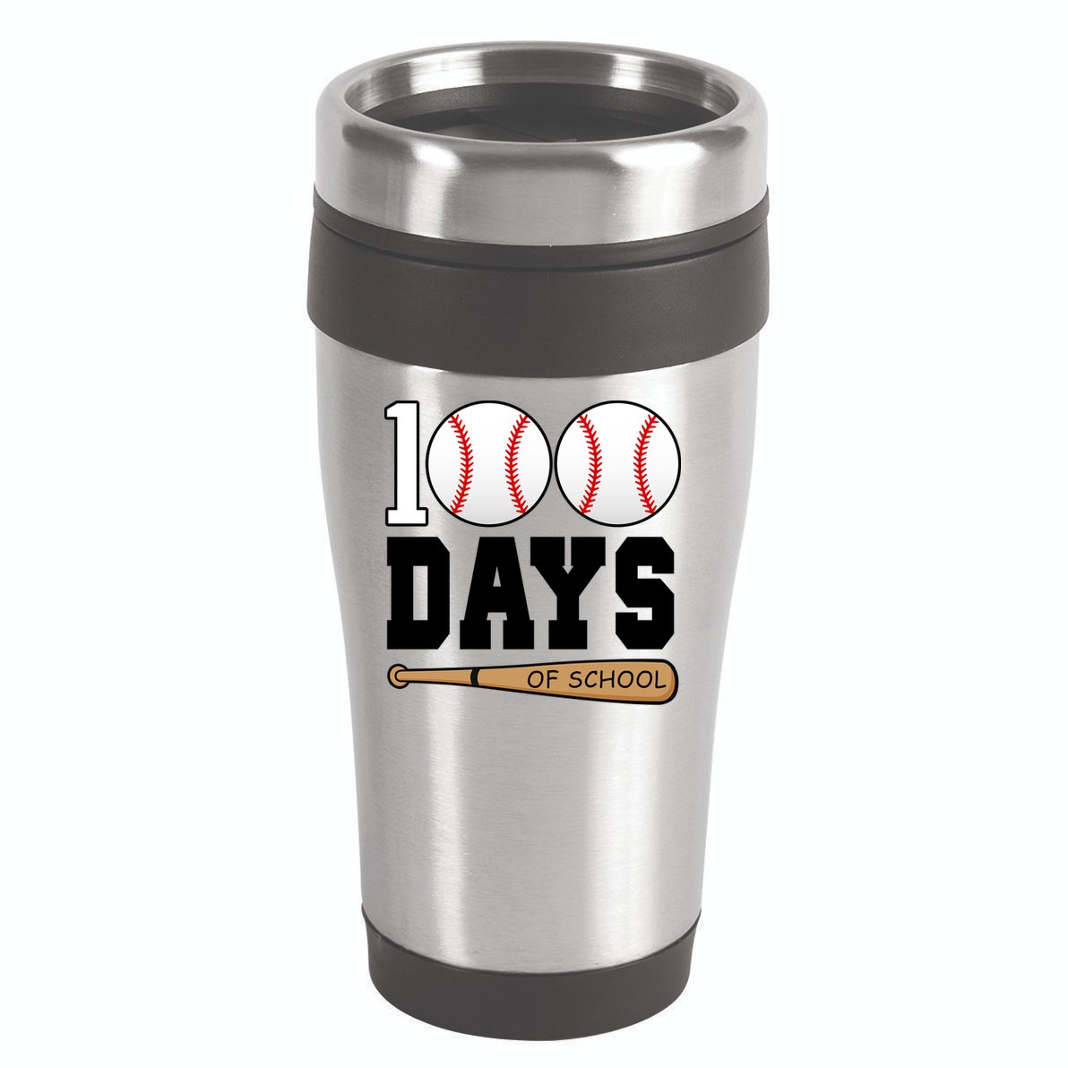 100 Days Of School Baseball Bat And Ball 16oz Travel Tumbler