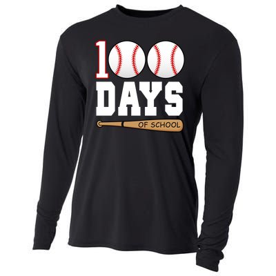 100 Days Of School Baseball Bat And Ball Cooling Performance Long Sleeve Crew