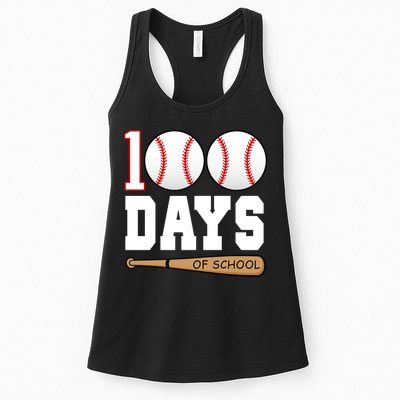 100 Days Of School Baseball Bat And Ball Womens Tank Top