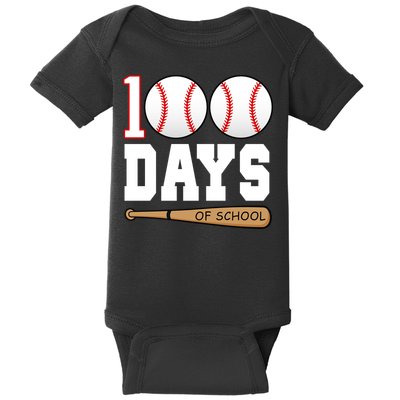 100 Days Of School Baseball Bat And Ball Baby Bodysuit