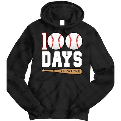 100 Days Of School Baseball Bat And Ball Tie Dye Hoodie