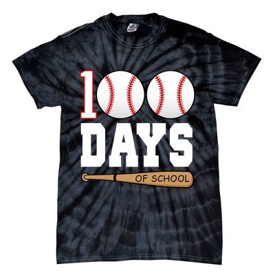 100 Days Of School Baseball Bat And Ball Tie-Dye T-Shirt