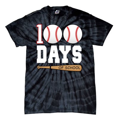 100 Days Of School Baseball Bat And Ball Tie-Dye T-Shirt