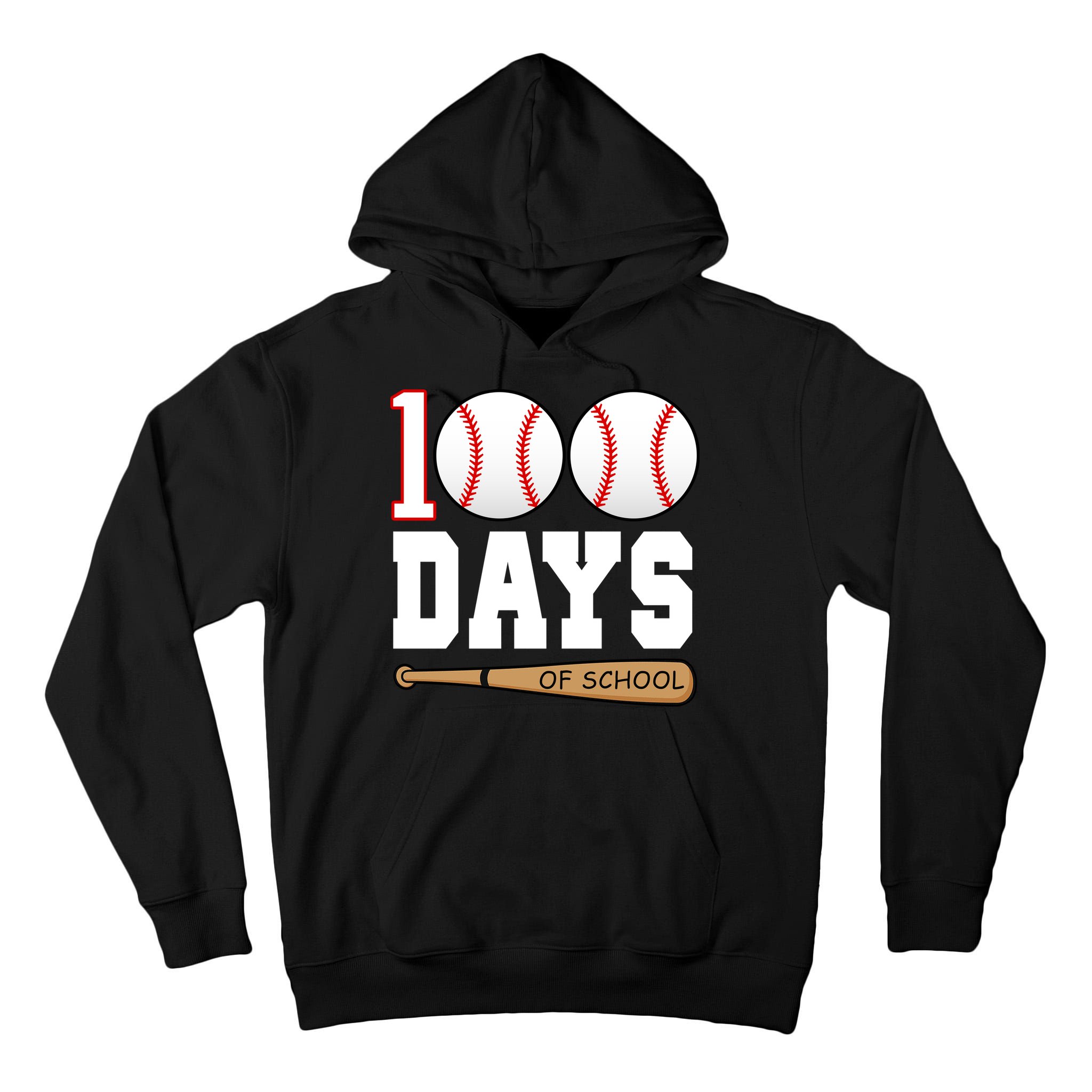 100 Days Of School Baseball Bat And Ball Tall Hoodie
