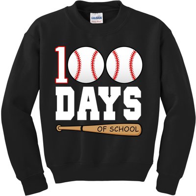 100 Days Of School Baseball Bat And Ball Kids Sweatshirt
