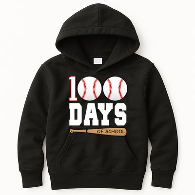 100 Days Of School Baseball Bat And Ball Kids Hoodie