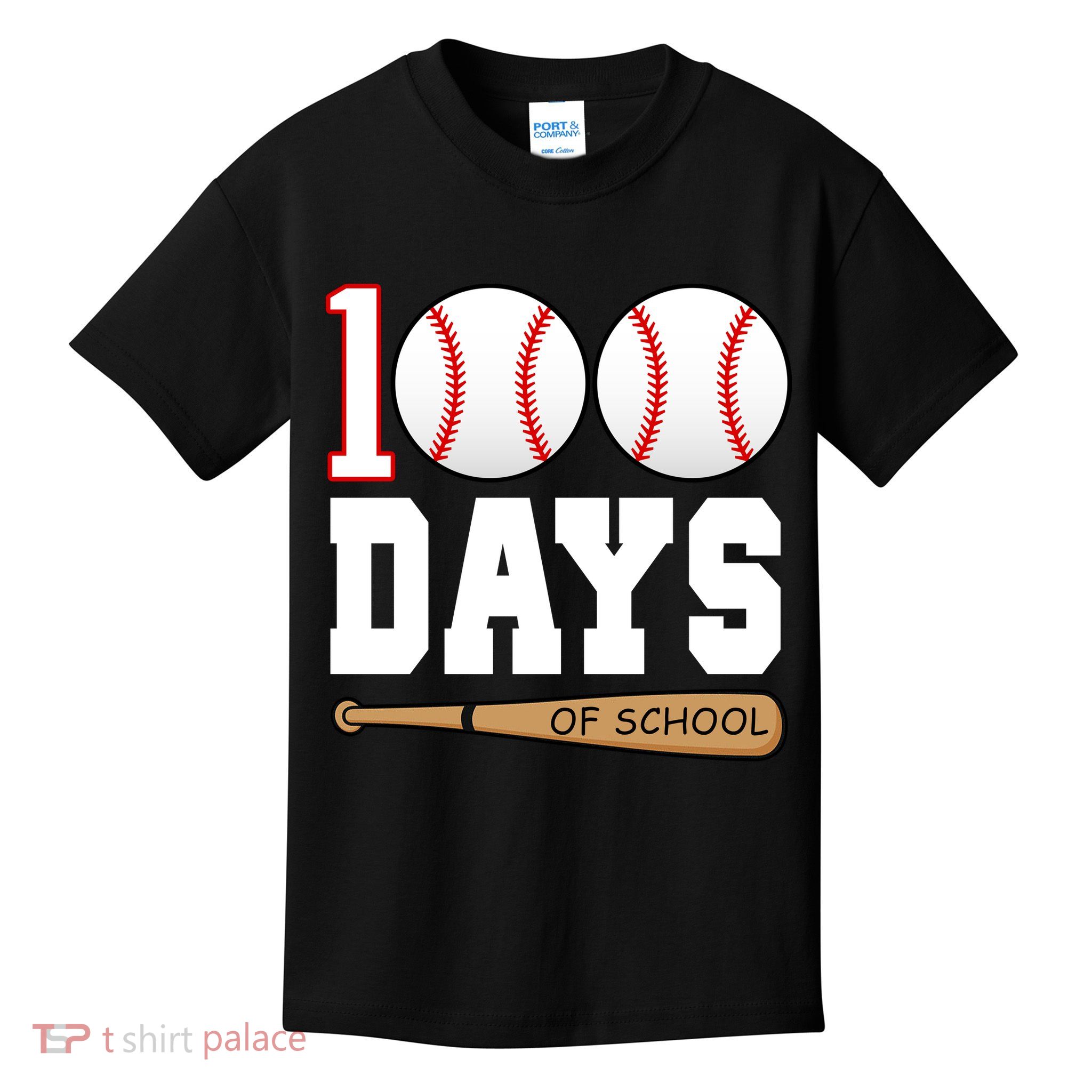 100 Days Of School Baseball Bat And Ball Kids T-Shirt
