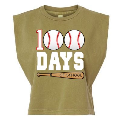 100 Days Of School Baseball Bat And Ball Garment-Dyed Women's Muscle Tee