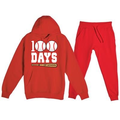 100 Days Of School Baseball Bat And Ball Premium Hooded Sweatsuit Set