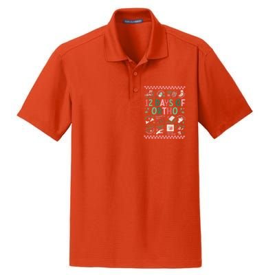 12 Days Of Ortho Christmas Orthopedic Team Winter Holiday Funny Gift Dry Zone Grid Polo