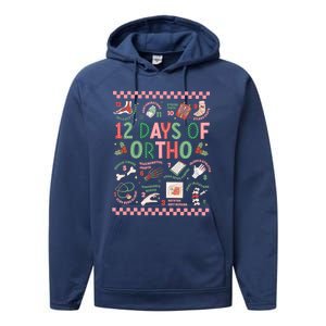 12 Days Of Ortho Christmas Orthopedic Team Winter Holiday Funny Gift Performance Fleece Hoodie