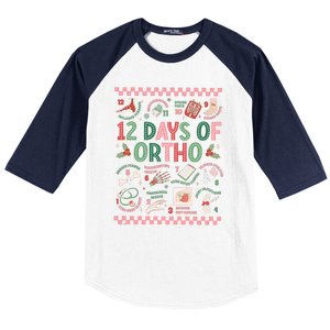 12 Days Of Ortho Christmas Orthopedic Team Winter Holiday Funny Gift Baseball Sleeve Shirt