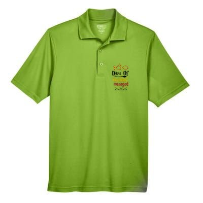 100 Days Of Mischief Managed 100th Day Of School Men's Origin Performance Pique Polo