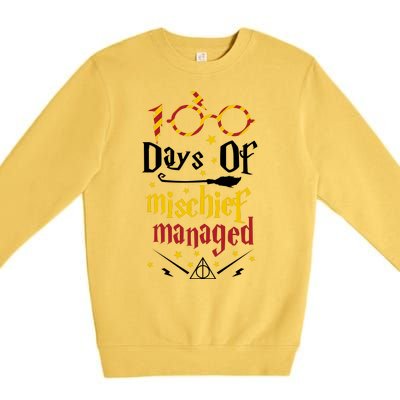 100 Days Of Mischief Managed 100th Day Of School Premium Crewneck Sweatshirt