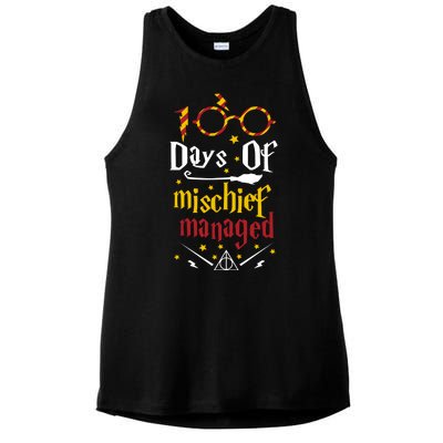 100 Days Of Mischief Managed 100th Day Of School Ladies PosiCharge Tri-Blend Wicking Tank