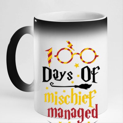 100 Days Of Mischief Managed 100th Day Of School 11oz Black Color Changing Mug