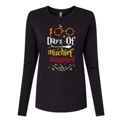 100 Days Of Mischief Managed 100th Day Of School Womens Cotton Relaxed Long Sleeve T-Shirt