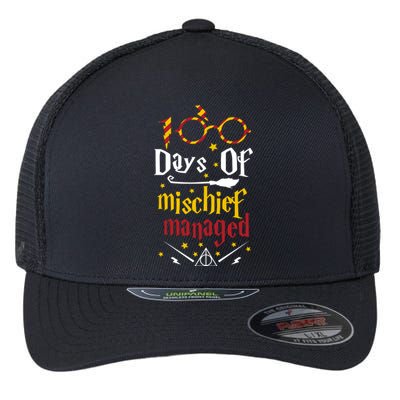 100 Days Of Mischief Managed 100th Day Of School Flexfit Unipanel Trucker Cap