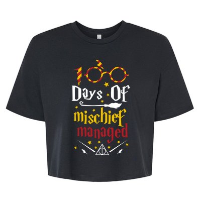 100 Days Of Mischief Managed 100th Day Of School Bella+Canvas Jersey Crop Tee