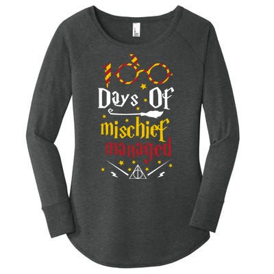 100 Days Of Mischief Managed 100th Day Of School Women's Perfect Tri Tunic Long Sleeve Shirt