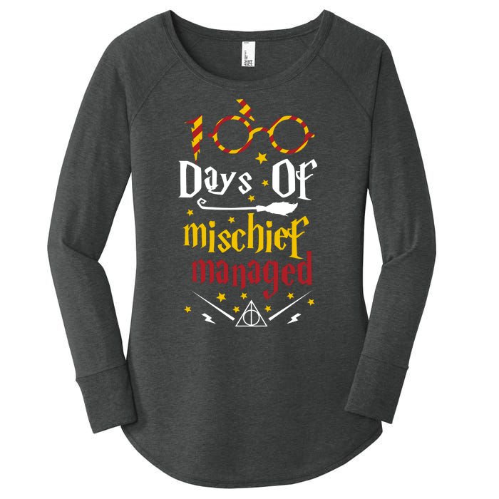 100 Days Of Mischief Managed 100th Day Of School Women's Perfect Tri Tunic Long Sleeve Shirt