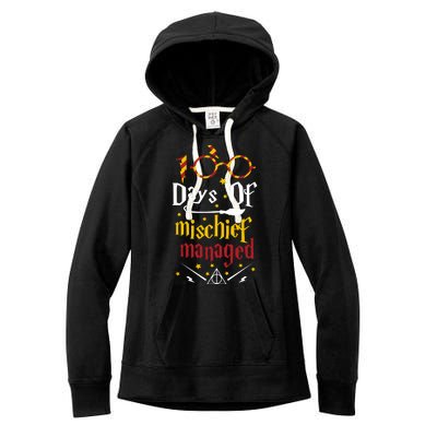 100 Days Of Mischief Managed 100th Day Of School Women's Fleece Hoodie