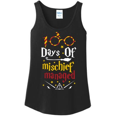 100 Days Of Mischief Managed 100th Day Of School Ladies Essential Tank