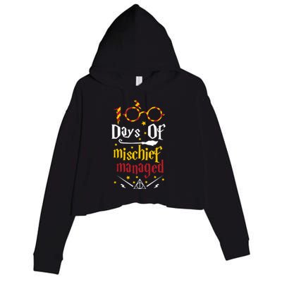 100 Days Of Mischief Managed 100th Day Of School Crop Fleece Hoodie