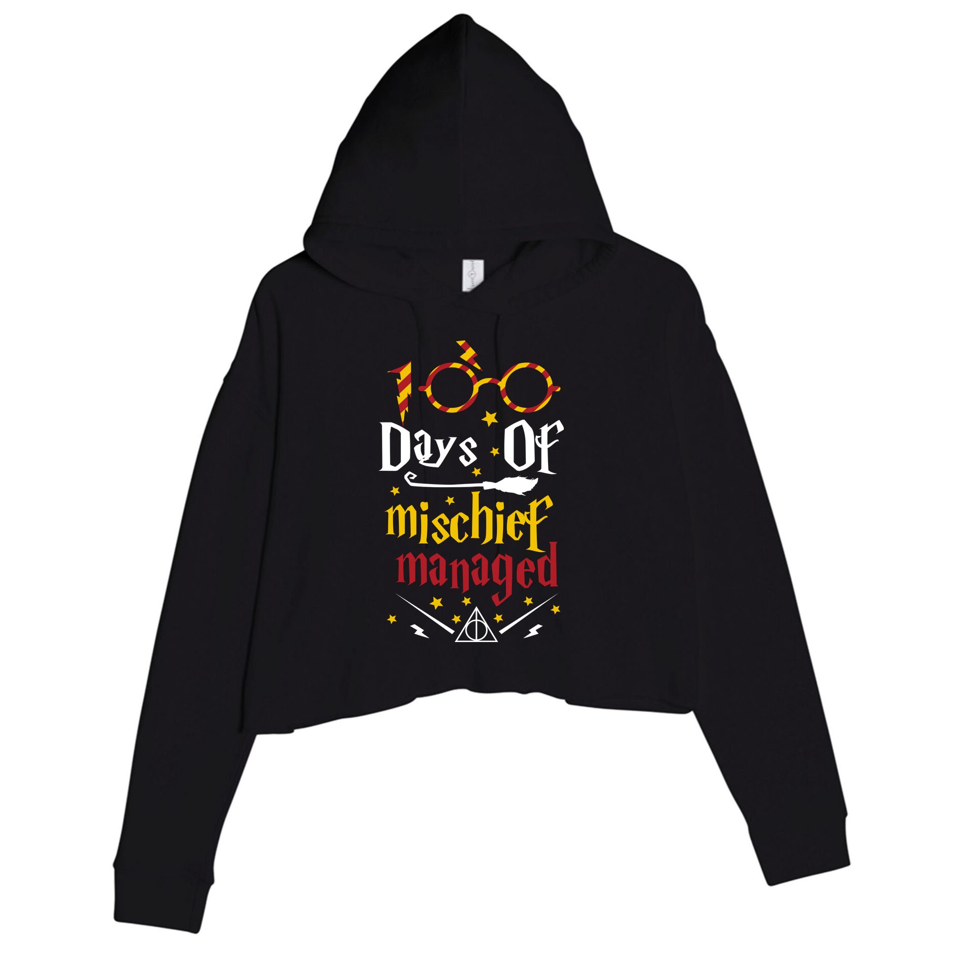 100 Days Of Mischief Managed 100th Day Of School Crop Fleece Hoodie