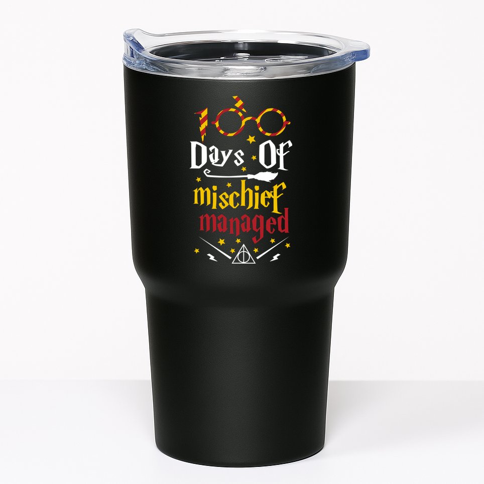 100 Days Of Mischief Managed 100th Day Of School Tumbler