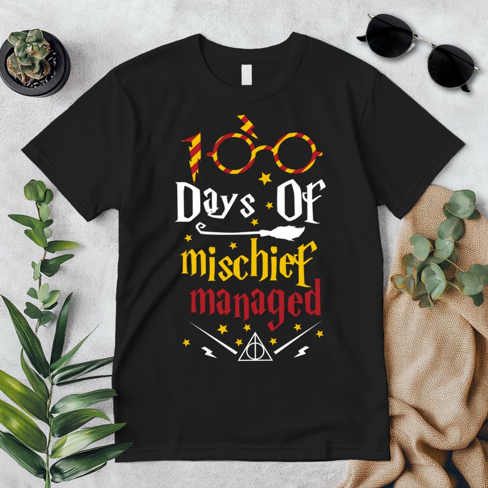 100 Days Of Mischief Managed 100th Day Of School Premium T-Shirt