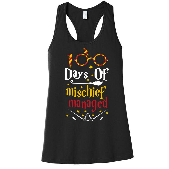 100 Days Of Mischief Managed 100th Day Of School Women's Racerback Tank