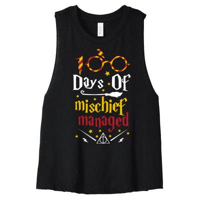 100 Days Of Mischief Managed 100th Day Of School Women's Racerback Cropped Tank