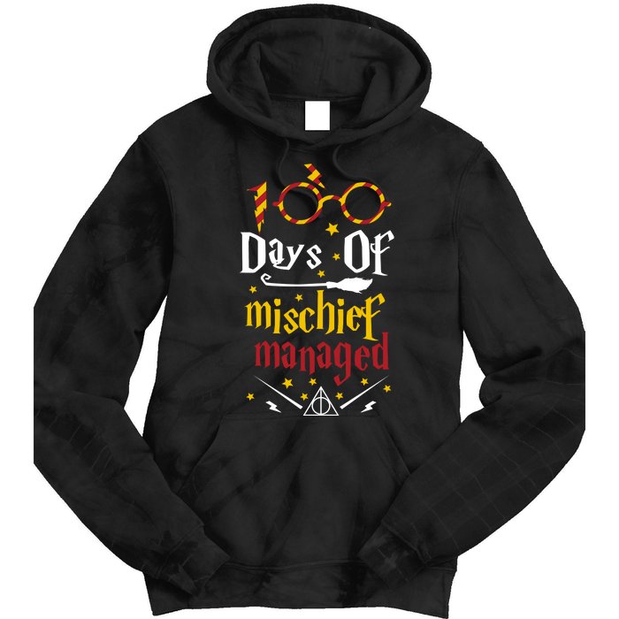 100 Days Of Mischief Managed 100th Day Of School Tie Dye Hoodie