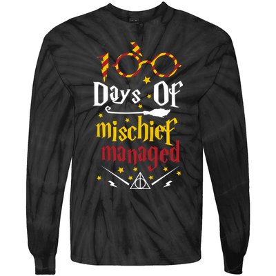 100 Days Of Mischief Managed 100th Day Of School Tie-Dye Long Sleeve Shirt