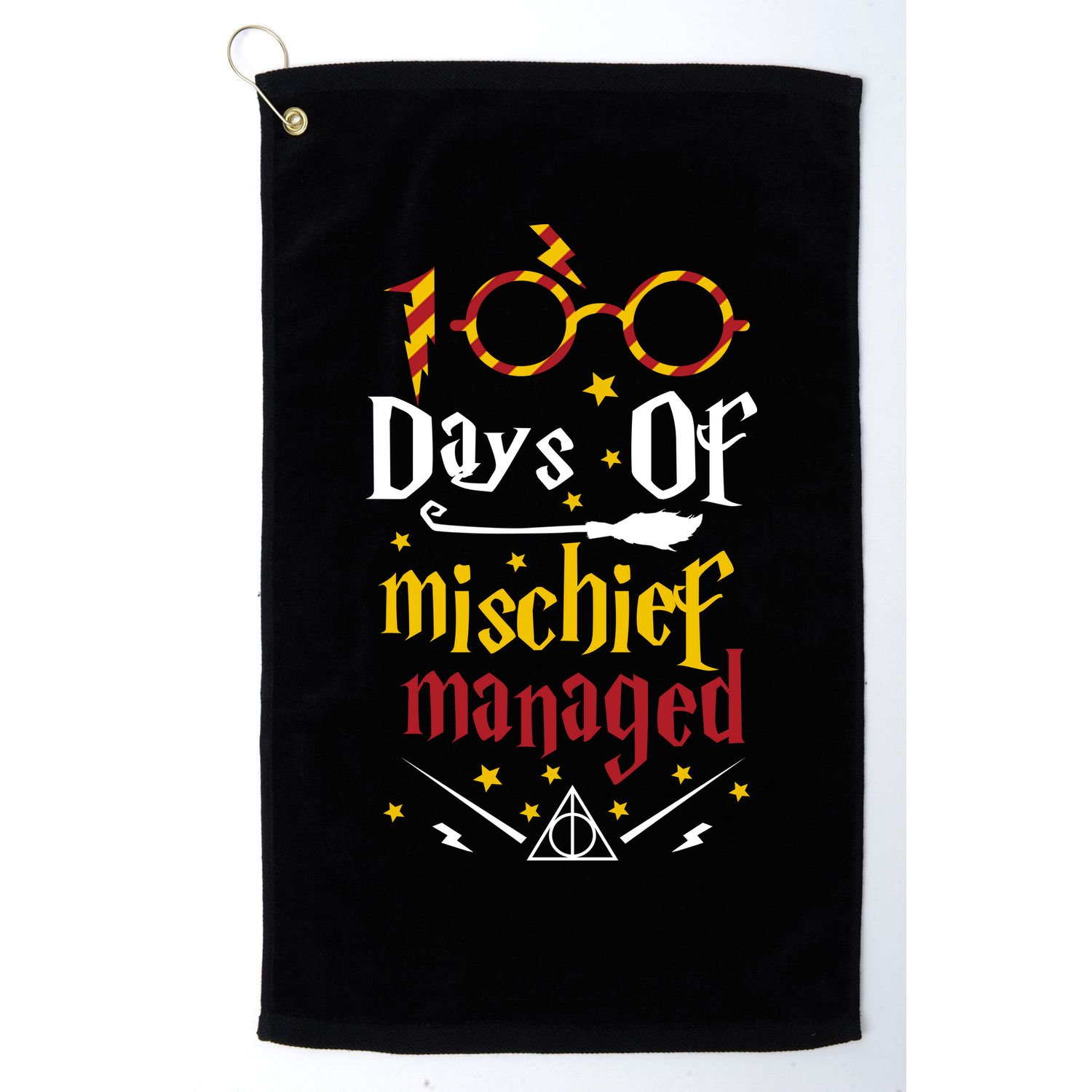 100 Days Of Mischief Managed 100th Day Of School Golf Towel
