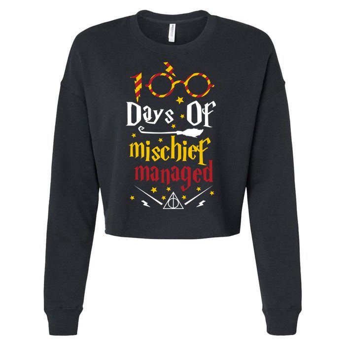 100 Days Of Mischief Managed 100th Day Of School Cropped Pullover Crew