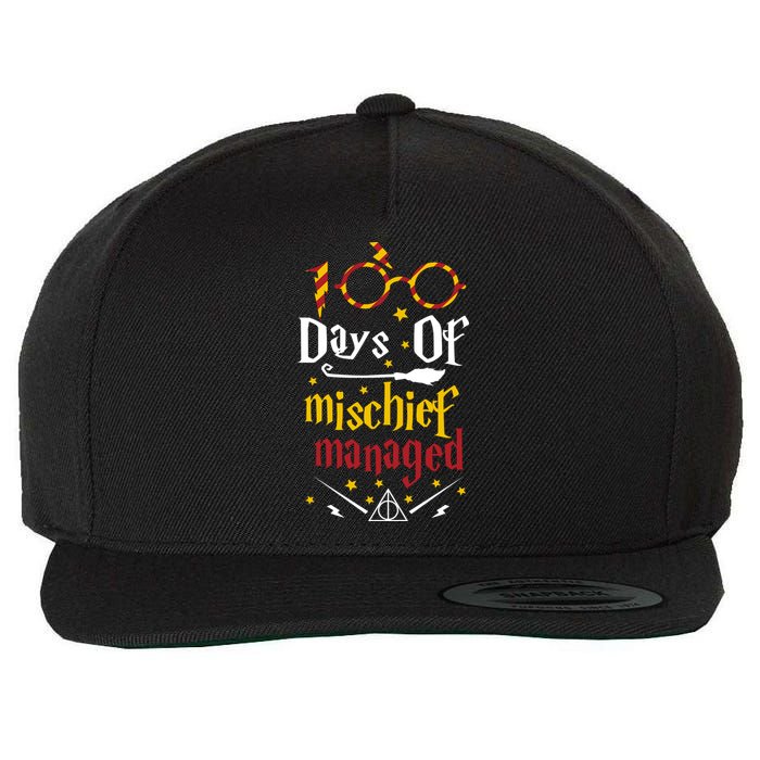 100 Days Of Mischief Managed 100th Day Of School Wool Snapback Cap