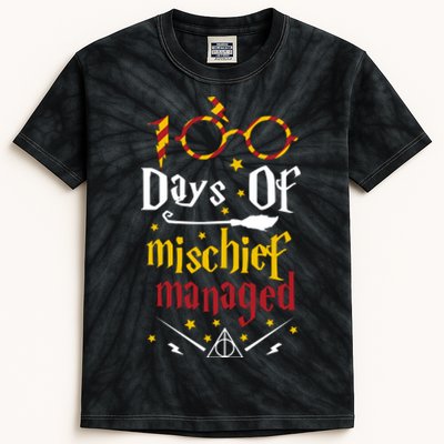 100 Days Of Mischief Managed 100th Day Of School Kids Tie-Dye T-Shirt