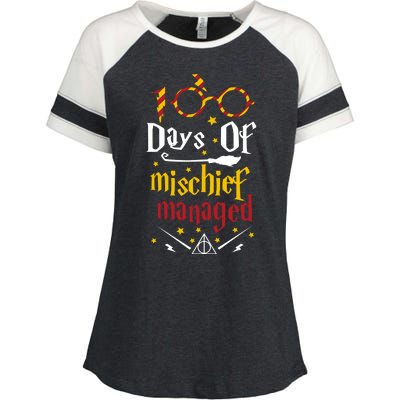 100 Days Of Mischief Managed 100th Day Of School Enza Ladies Jersey Colorblock Tee