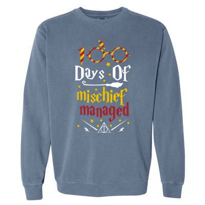 100 Days Of Mischief Managed 100th Day Of School Garment-Dyed Sweatshirt