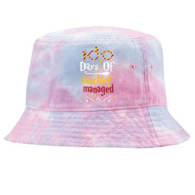 100 Days Of Mischief Managed 100th Day Of School Tie-Dyed Bucket Hat