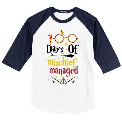 100 Days Of Mischief Managed 100th Day Of School Baseball Sleeve Shirt