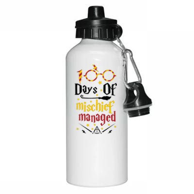 100 Days Of Mischief Managed 100th Day Of School Aluminum Water Bottle