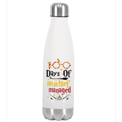 100 Days Of Mischief Managed 100th Day Of School Stainless Steel Insulated Water Bottle